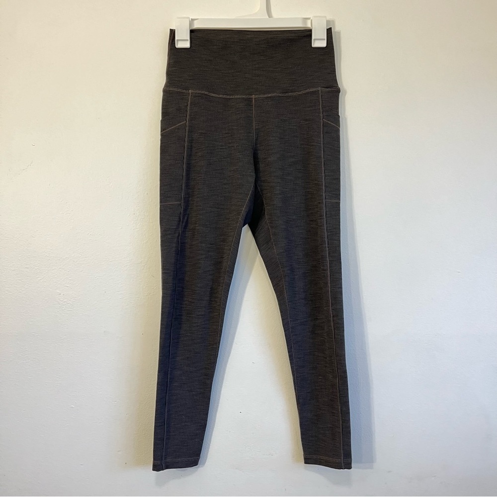 Prana Becksa 7/8 Legging Brown/Grey Ribbed, Women’s Size Medium